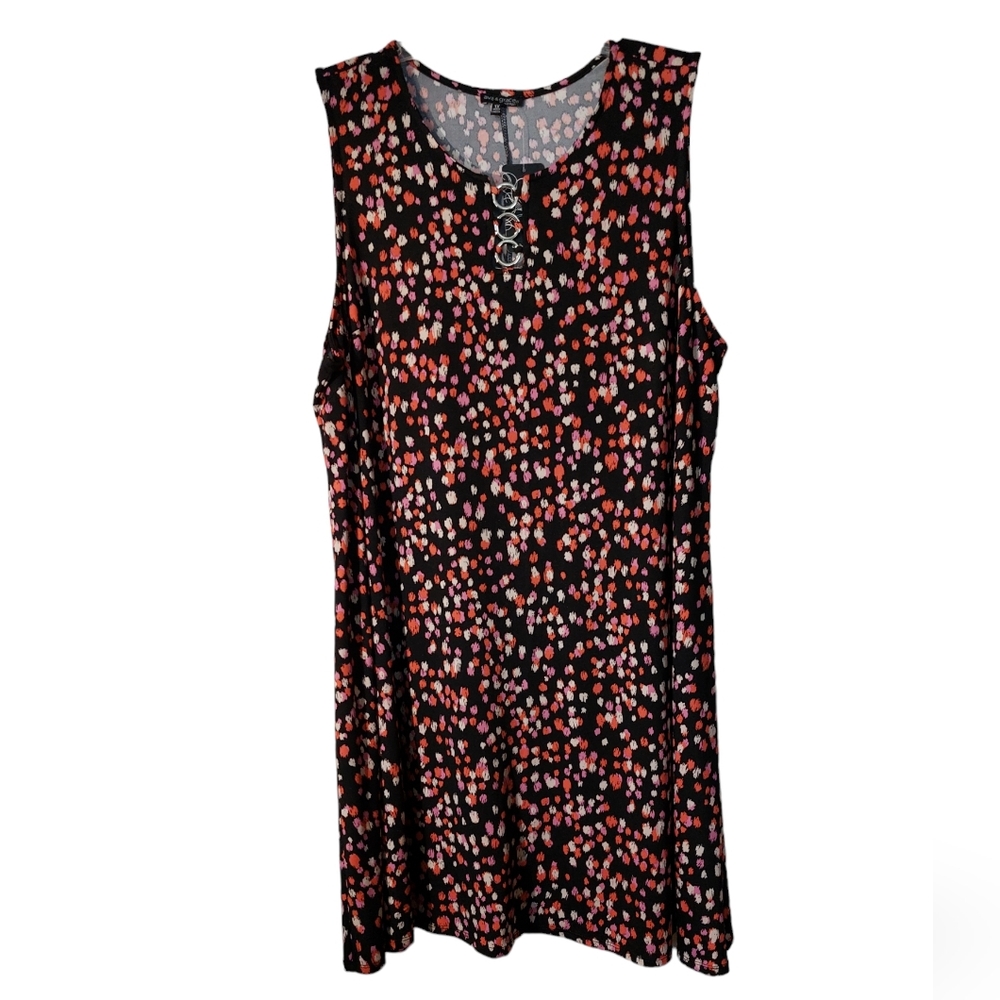 Ava & Grace Sleeveless Polka Dot Keyhole Dress Plus Size 1X NWT